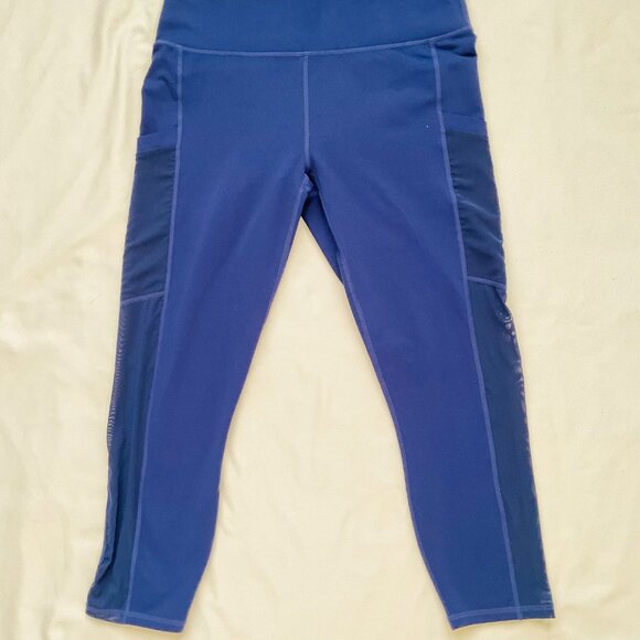Fabletics On The Go PowerHold High-Waisted Leggings Blue Women’s Size Large - Picture 1 of 10